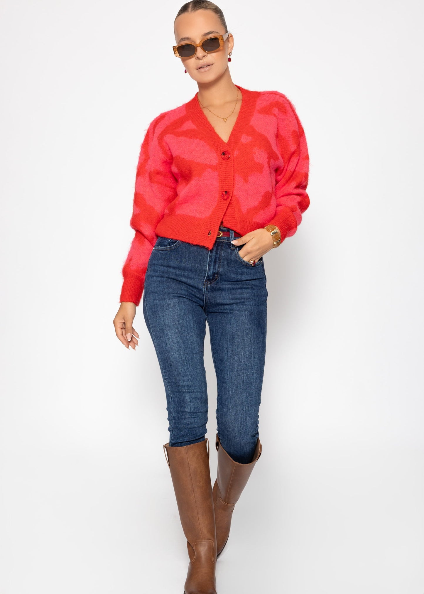 Cardigan mit Animal-Print - pink