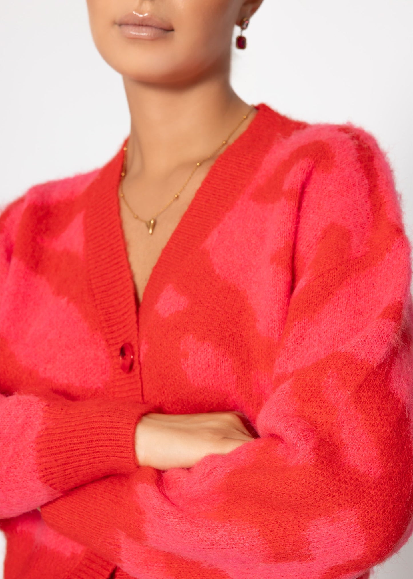 Cardigan mit Animal-Print - pink