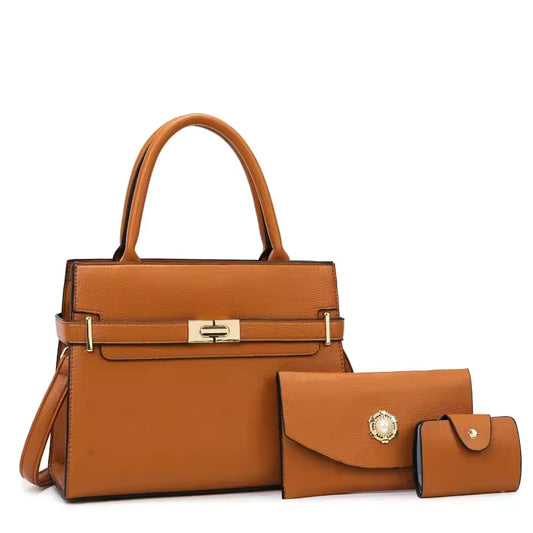 3-teiliges Handtaschen-Set Caramel Eleganz