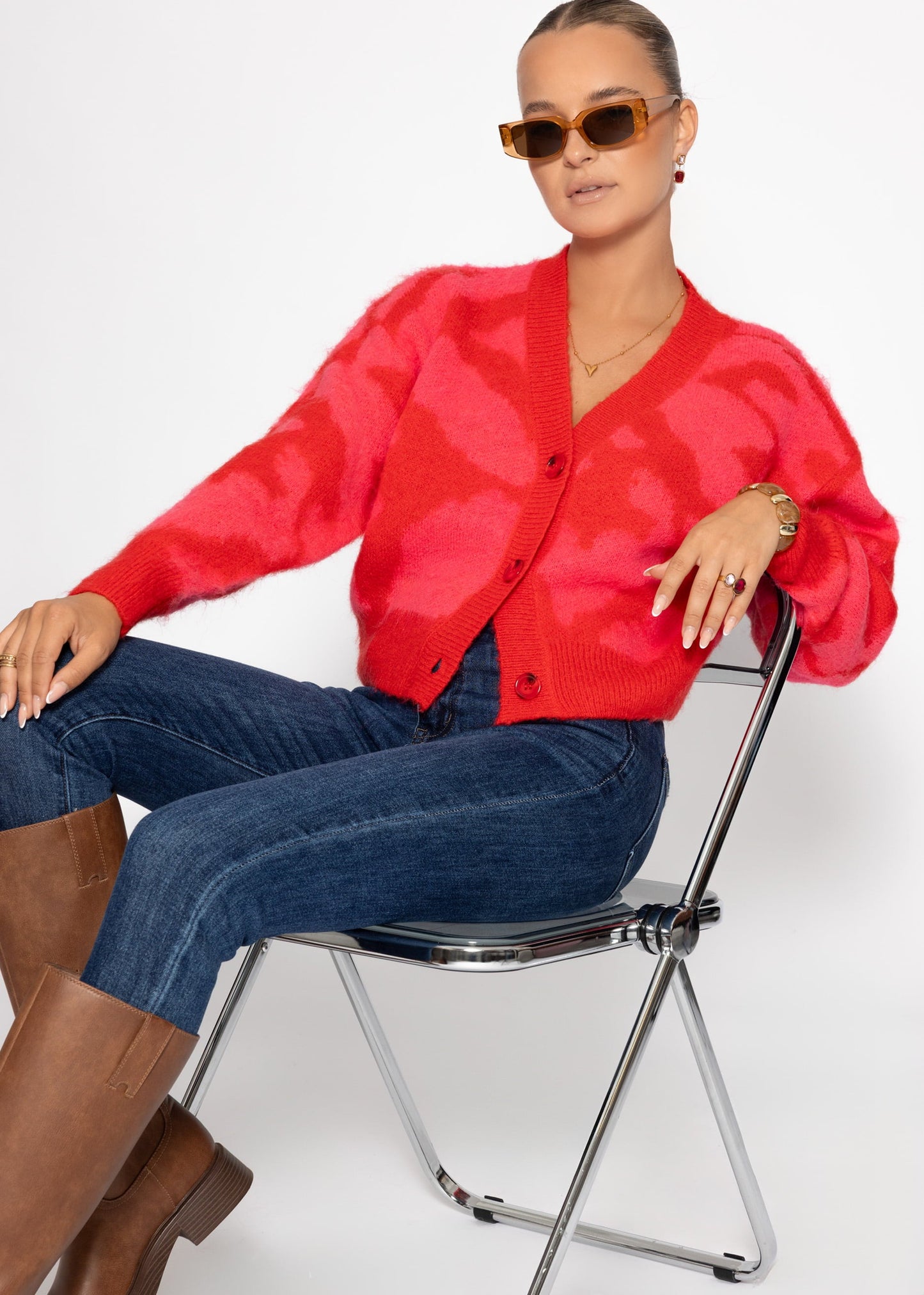 Cardigan mit Animal-Print - pink