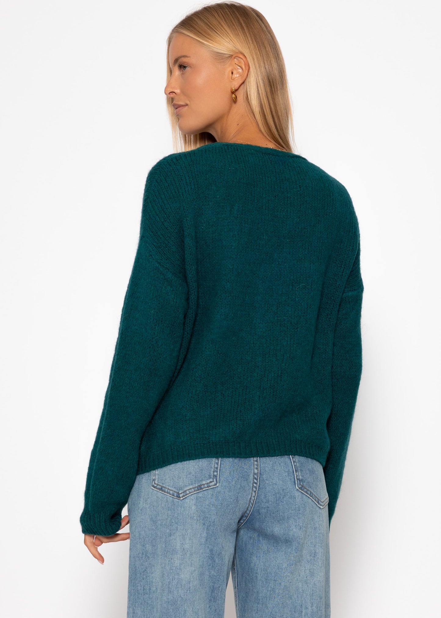 Cardigan mit V-Ausschnitt und Knopfleiste - dunkelgrün