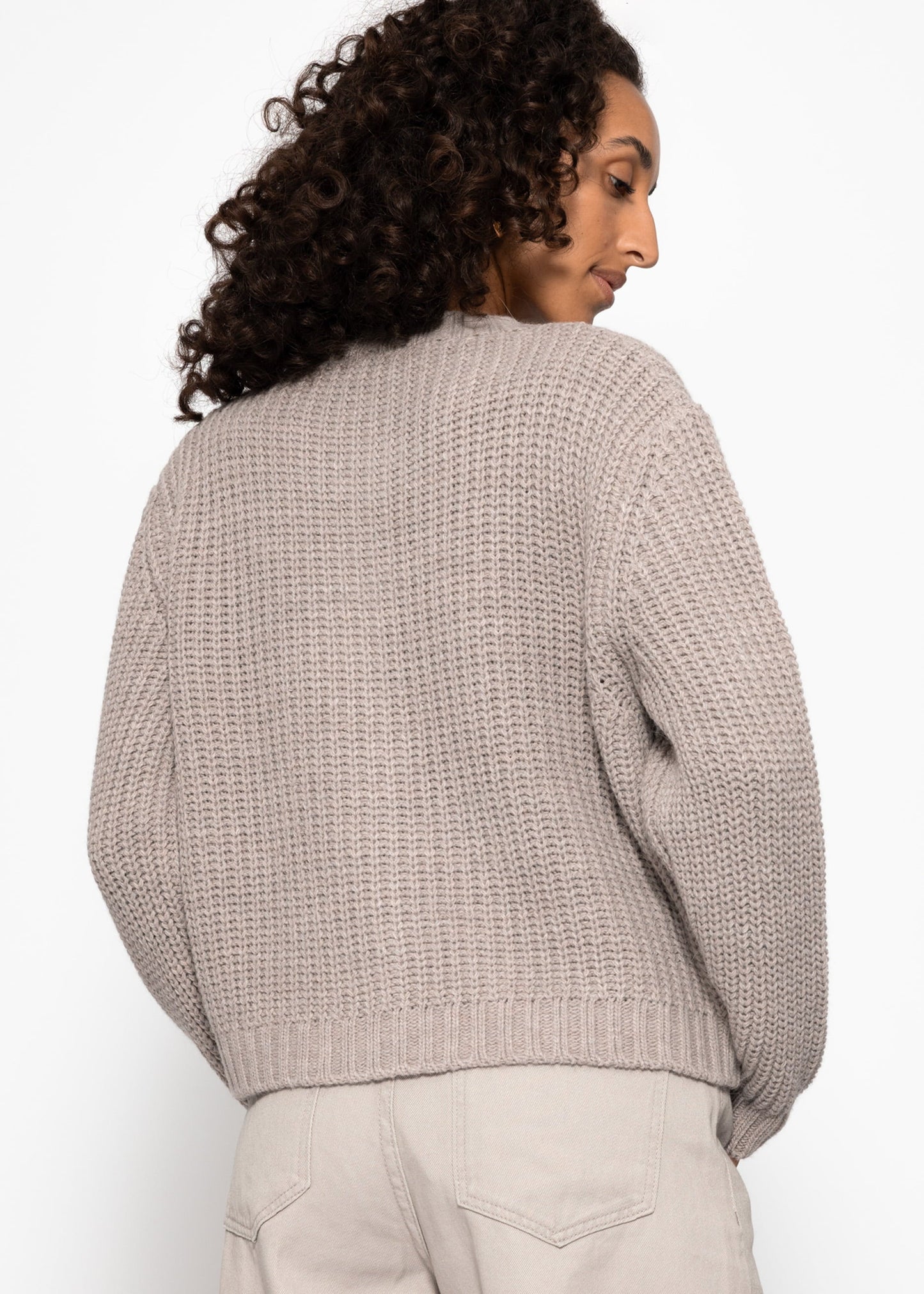 Gerippter Cardigan mit Taschen - taupe